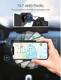 Mpow 058 Soporte de teléfono para coche, ranura para CD, soporte universal para teléfono de coche, soporte de base de un solo toque, compatible con iPhone XS MAX XS XR X 8 8 Plus 7 7 Plus 6S, Samsung S8 S7 S6 Edge, LG G5, Nexus 5X 6 6P y más