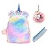 Fanovo Cute Plush Unicorn Backpack, Mini Unicorn Backpack, 3D Unicorn Backpack, Soft Rainbow Backbag Sweet Girls Daughter Gifts 10 inch Bag + 1 PC Unicorn Keychain + 1 PC Comb Brush