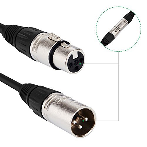 Mugig Microphone Cable XLR with Silver Plated Connector for Professional Mono 3-Pin Male to Female Balanced Cord (16 Feet) - Thumbnail 2