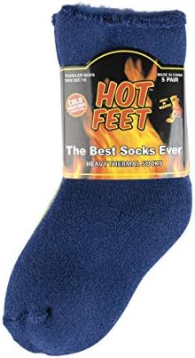 HOT FEETToddler Crew Warm Thermal 5/6 Pack Socks Soft Thick Brushing