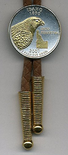 â€œIdahoâ€ Statehood Quarter - Gorgeously 2-Toned (Uniquely Hand done) Gold on Silver Coin Bolo Ties for Men for women for boys for kids groomsmen