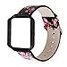 YOSWAN Replacement Band for Fitbit Blaze, Watchband Floral Soft Leather Strap Replacement Watch Band Wristband Bracelet Strap and Frame for Fitbit Blaze (Black Pink+ Black Frame)