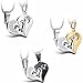 JewelryWe Valentine Day Gifts 2pcs His and Hers Matching Stainless Steel I Love You Heart Pendant Necklace Set for Couple - Colors Selectable