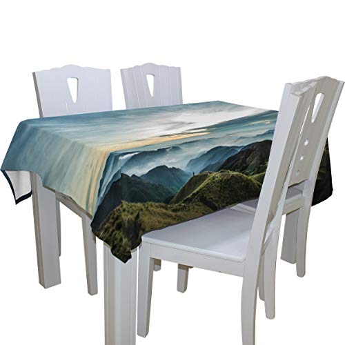 LORVIES Rectangle Lanscape Tablecloth for Wedding Party Holidays Washable Polyester Table Cloth Cover, 54 x 72 Inch - Thumbnail 3