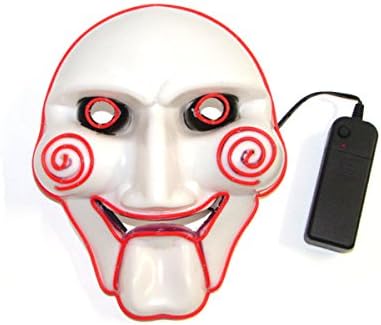 Light Up EL wire Saw Movie Shape Mask Frightened Halloween Rave Party Glow Mask(Red)
