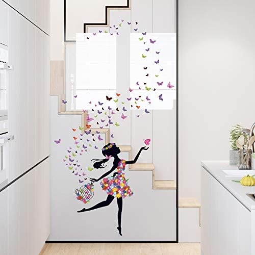 Kibi Wall Sticker Butterfly Fairy Bedroom Living Room Walls Girl Butterfly Flower Fairy Sticker, Transparent, 2 Unité (Lot de 1) - Image 5