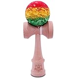 Rubberized Rasta Marble Kendama And Extra String