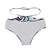 GIRL AND SEA Womens Falbala High Cut Off Shoulder Leaf Floral Bottom Padding Ruffle Swimsuits Bikini