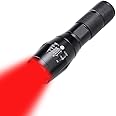 Red Light LED Flashlight 1000 Lumens Hunting Tactical Predator Light 250 Yards Red Beam Signal Flashlights 1 Mode Zoomable Waterproof Torch for Night Vision Astronomy Fishing (No Battery Included)