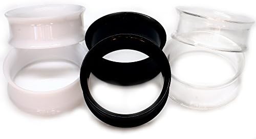 All 3 Pairs of SoScene Acrylic Eyelet Tunnels Ear Plugs Gauges,Clear-White & Black