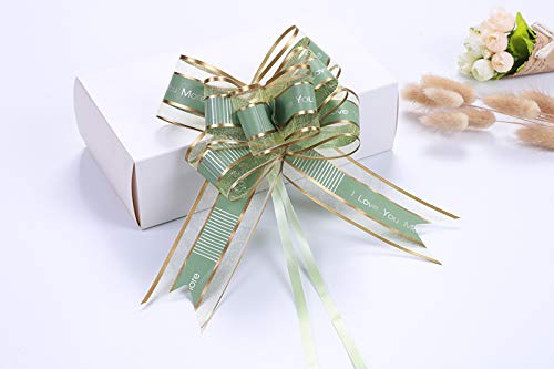 Auch 50Pcs Elegant Crystal Yarn Pull Bows for Birthday Wedding Christmas Valentine's Day New Year Party Supplies Gift Basket Knot with Ribbon Strings to Wrap the Box or Floral Decoration