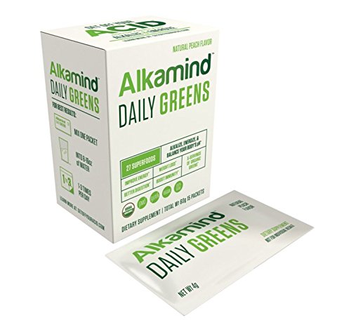 AlkaMind Daily Greens Single Serve Packets: 27 Superfoods to Alkalize & Energize & Balance Your Body's pH – USDA & QAI Organic Certified, Gluten Free, GMO Free AlkaMind Daily Greens Single Serve Packets: 27 Superfoods to Alkalize & Energize & Balance Your Body's pH – USDA & QAI Organic Certified, Gluten Free, GMO Free