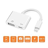 USB Camera Adapter, USB Female OTG Cable Adapter, Camera Data Sync and Keyboard Adapter, Upgraded for Phone X/8/7/6/6s/5s/Pad/Pad pro/Mini/Air, Pod, No App Needed