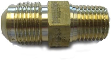 Fuel or Gas Line Brass Half Union Fitting, Connector Coupling adapter Flare Male x Male NPT 3/8" x 1/4" [48F0604] Niple Terminal Macho Flare x Macho NPT 3/8" x 1/4"