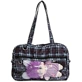 Ita Bag Shoulder Tote Bag Kawaii plaid large capacity handbag with Insert Anime Pins Display