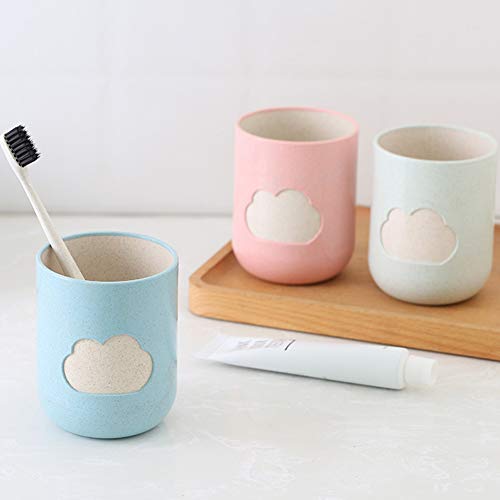 Finance Plan Big Promotion Lovely Cloud Wheat Straw Toothbrush Toothpaste Holder Couple Home Water Cup Green - Thumbnail 2