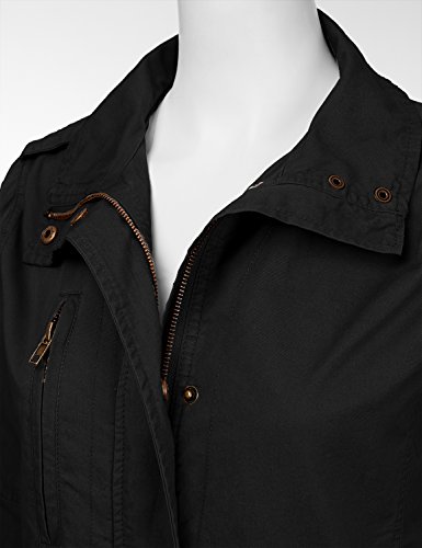 DRESSIS Women's Zip Up Lightweight Anorak Military Jacket BLACK S
