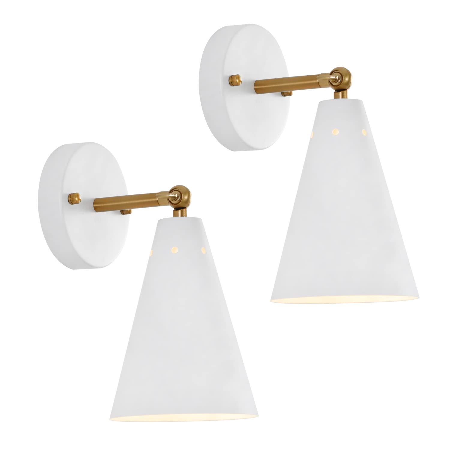 Photo 1 of White Wall Sconces Set of Two, Modern Sconces Light Fixtures Hardwired with Metal Shade,Indoor Decor Arm Swing Lamp for Hallway,Bedroom,Living Room,Reading,Bedside,Kitchen,Nightstand
