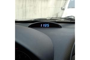RILOER Car Auto Digital LED Electronic Time Clock + Thermometer + Voltmeter 3 in 1 12V with LCD Screen Display for Car Interior