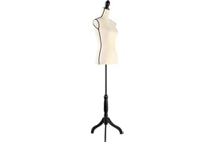 DRDINGRUI Female Mannequin Torso with Stand, Height Adjustable from 52'' to 67'' Dress Form with Tripod Base for Dress Jewelry Display