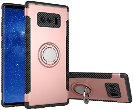 Galaxy Note 8 Case, Felico Note 8 Kickstand Cover Hybrid Protective Case 360 Degree Rotating Ring Holder Dual Layer Shockproof Magnetic Car Mount Case for Samsung Galaxy Note 8- Rose Gold