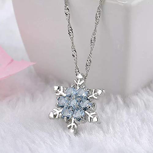 Xeminor Stockton Women Necklace Creative Hexagonal Snowflake Shape Crystal Necklace Pendant Women Clavicle Chain Jewelry Accessories