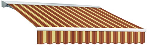 Awntech 12-Feet Destin LX with Hood Manual Retractable Acrylic Awning, 120-Inch Projection, Burg ...