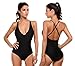 Ekouaer Women Sexy One Piece Swimsuit Straps Back Cross Monokini Bathing Suit (XXL, Black)