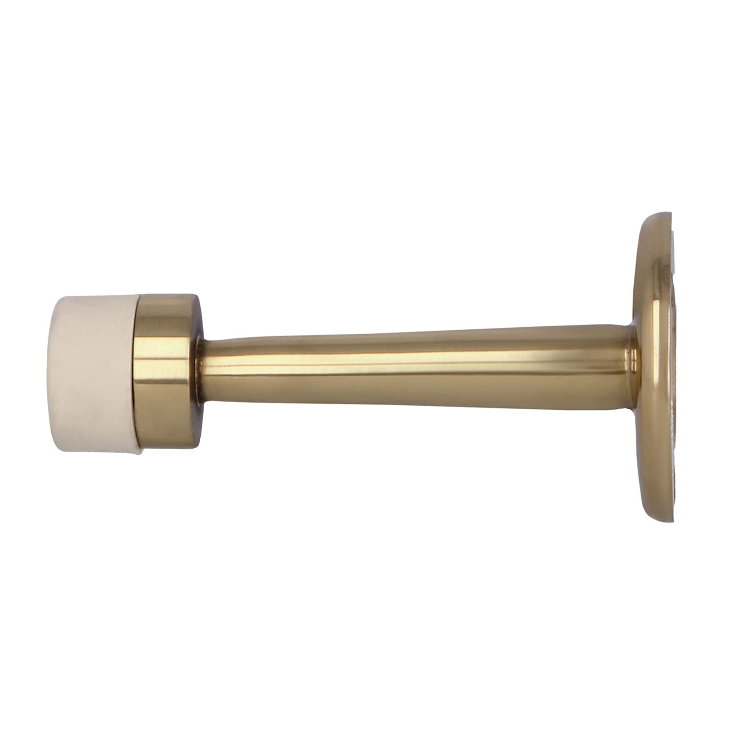 Amig - Premium Wall-Mounted Metal Doorstop - 73mm - White Rubber Buffer - Screws Included - Modern Design - Easy Installation - Brushed Gold & Stainless - Steel Finish