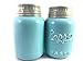 Rustic Ceramic Mason Jar Salt and Pepper Shaker Set - Vintage Style Blue - Retro Antique Farmhouse Decor - Nostalgic Country Ranch Home Kitchen Decoration Cabin Coffee Shop Cafe or Diner Shabby Chic