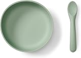 Vital Baby Silicone Suction Feeding Bowl & Spoon Green - Strong Suction view 1
