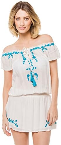 Tiare Hawaii Women's Wovens Dress Swim Cover Up Off White/Turquoise One