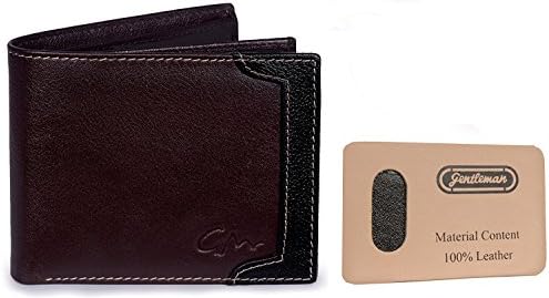 Gentleman Genuine Leather Stylish Bi Fold Brown Wallets for Mens Boys with Credit Debit Card Holder
