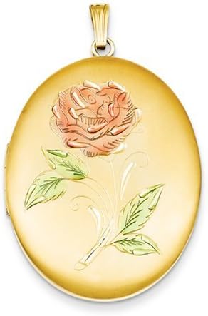 Gold and Watches 14k Gold Filled 34mm Tri-color Flower Oval Locket