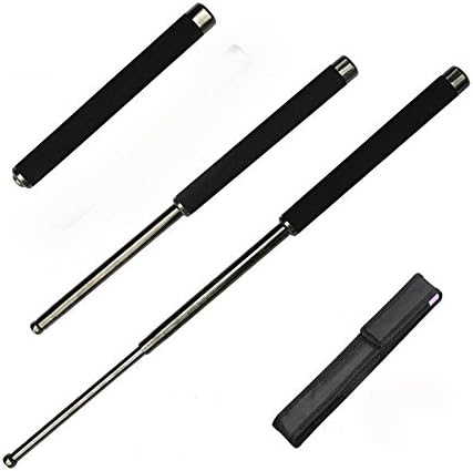 Gugou 26 Inch Expandable Stick | Pure Steel | Retractable Telescopic Collapsible | Perfect For Walking Hiking Security Emergency Escape Tool and Glass Breaking | Includes Holder and Gift Box