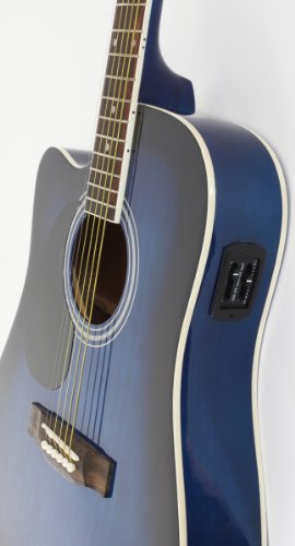 Jameson Guitars Full Size Thinline Acoustic Electric Guitar with Free Gig Bag Case & Picks Blue Left Handed - Thumbnail 3