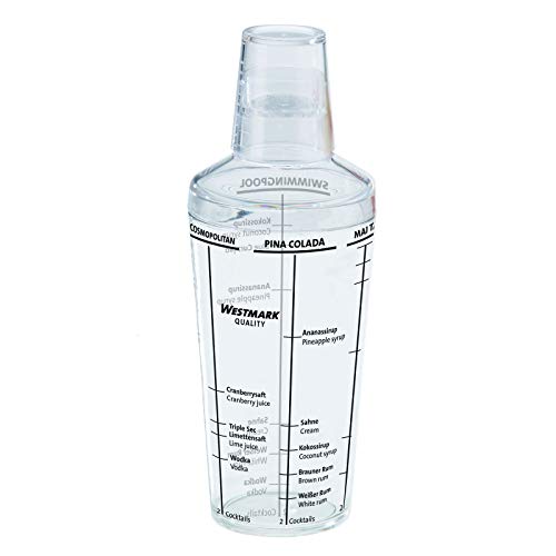 Westmark Cocktailshaker mit 5 aufgedruckten Cocktail-Rezepten, Füllvolumen: 0,5 l, Kunststoff, Casablanca,Transparent… – Bild 4