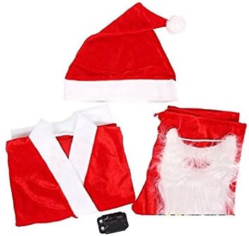 Lialiolive 5 Piece Santa Clause Christmas Day Costume & Fancy Dress (Jacket, Trouser, Belt Cap & Beard) (0-3 Years)