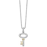 The Black Bow Diamond Key Necklace in Rhodium and Gold tone Plated Silver, 18-20 In