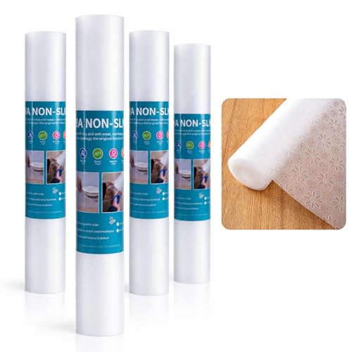 Kit 4 Forro de Gavetas Antiderrapante PEVA, Impermeável, Transparente, 45x150cm, para Cozinha, Armário, Geladeira e Prateleiras