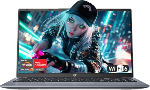 Tivique Ryzen 7 5700U Laptop Processor Up to 4.3GHz, 16GB RAM DDR4, 512GB M.2 NVMe PCIe3.0 SSD, Laptop 15.6 Inch 1080P FHD, Notebook Privacy Cam, Wi-Fi 6, USB 3.2, BT5.2, HDMI, Type-C