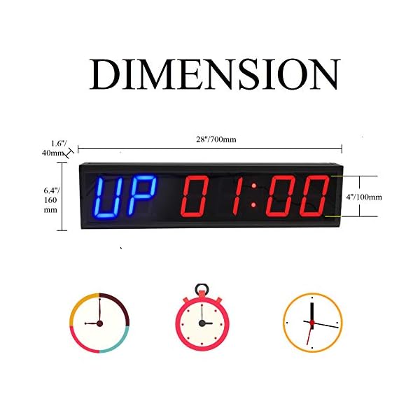 BTBSIGN LED Interval Timer Count Down/Up Clock Stopwatch (Two Blue+Four Red) - Image 3