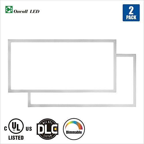 Oncall LED 2 x 4ft 48w LED Troffer Flat Panel Light Ultra Thin Commercial Drop Ceiling Edge-Lit Dimmable Lamp Fixture 6240lm DLC Premium 4.2 Qualified-Pack of 2 (5000K)