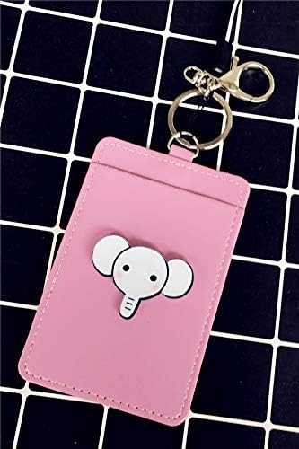 Animal Cartoon Giraffe Square Pickup Sets Bus Card Sets Key Chain Campus Meal Card Sets Bank Card Holder (Foundation Elephant Skin Head