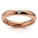 4mm Domed Tungsten Carbide Ring Rose Gold Plated CZ Inlay Engagement Band Highly Polished