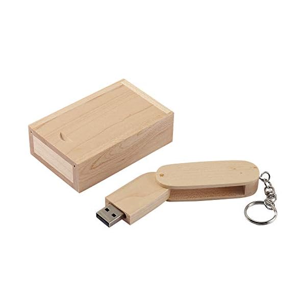 USB-Stick aus Holz, USB 2.0, mit Holzbox (16 GB, drehbares Holz)