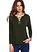 SheIn Women's Sexy Lace Up Long Sleeve Curved Hem T-Shirt Top Medium Army Green