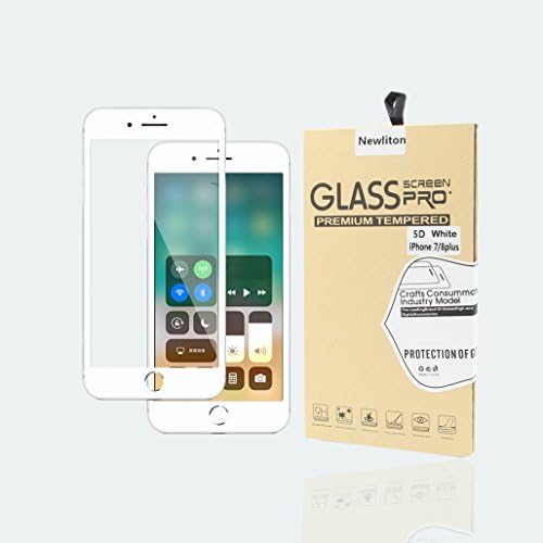iPhone 8 Plus Screen Protector, Newliton 5D Tempered Glass Screen Protector 100% Full Screen Cover for iphone 8 Plus White、iphone 7 Plus White