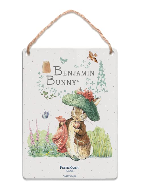 Metal Dangler Sign (65 x 90 mm) - Beatrix Potter - Benjamin Bunny and Handkerchief — image 1
