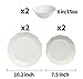 Dinnerware Set Service for 2, Scalloped Embossed Bone China, 6 Piece White Porcelain, Holiday Kitchen Gift